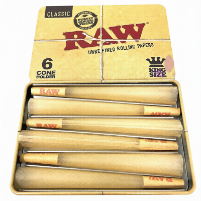 RAW Tin Case with 6 King Size Pre Rolled Cones