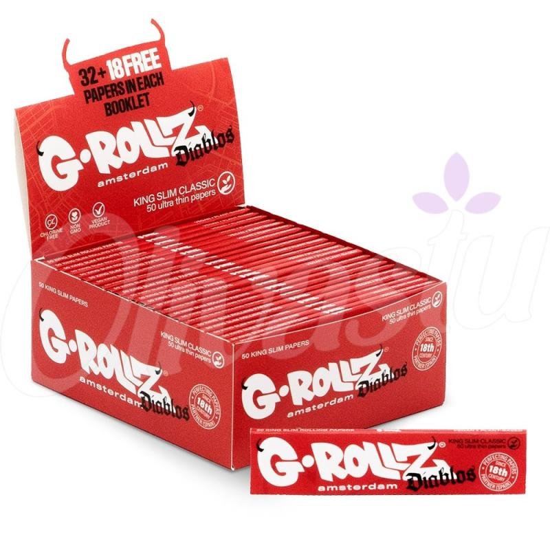 G-Rollz Diablos King Size Slim Rolling Papers - Premium White (Box of 50)
