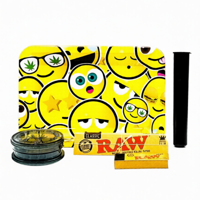 Smiley Faces Emoji Small Rolling Tray Set