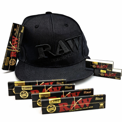 RAW Black On Black Baseball Cap Set