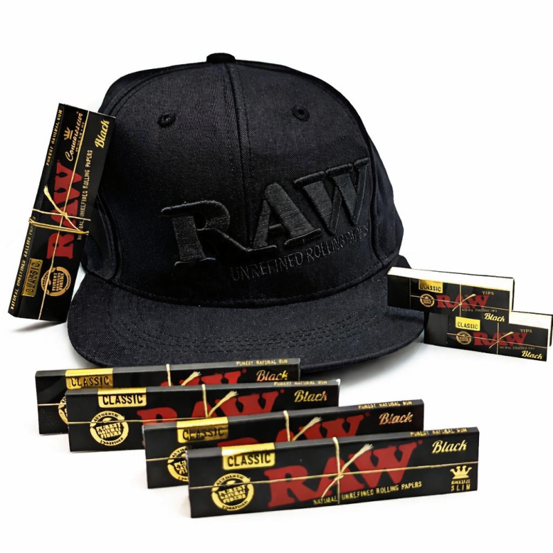 RAW Black On Black Baseball Cap Set