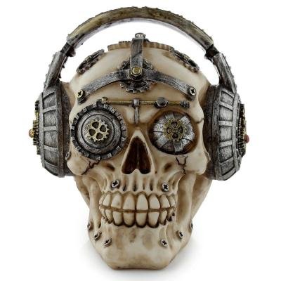 Steampunk Skull with Headphones Resin Ornament