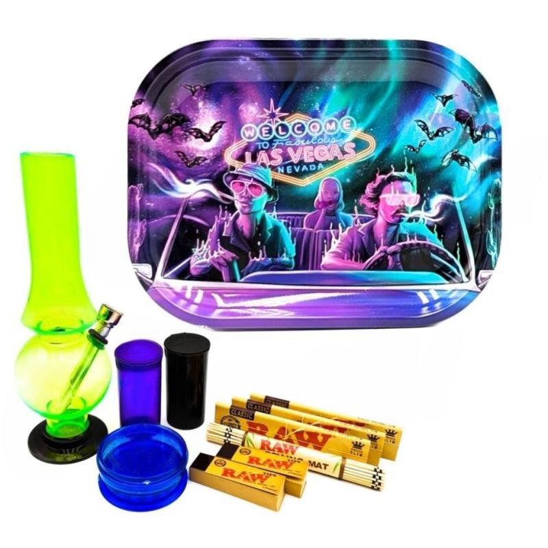 Bat Country Las Vegas Metal Rolling Tray Bong Set