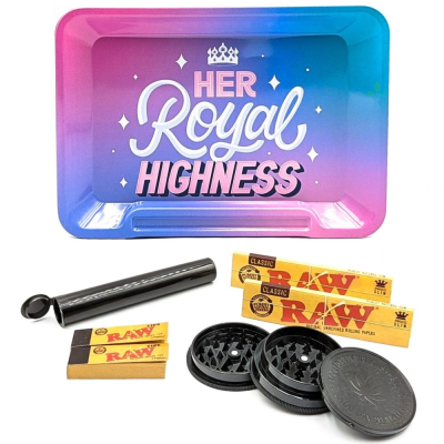Rolling Tray with Raw Black Papers & Tips - Her Royal Highness