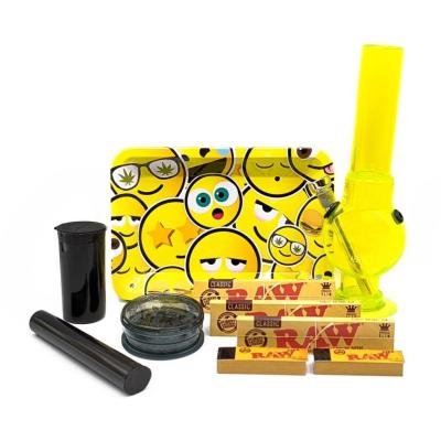 Emoji Smiley Faces Small Tray Rolling Bong Gift Set