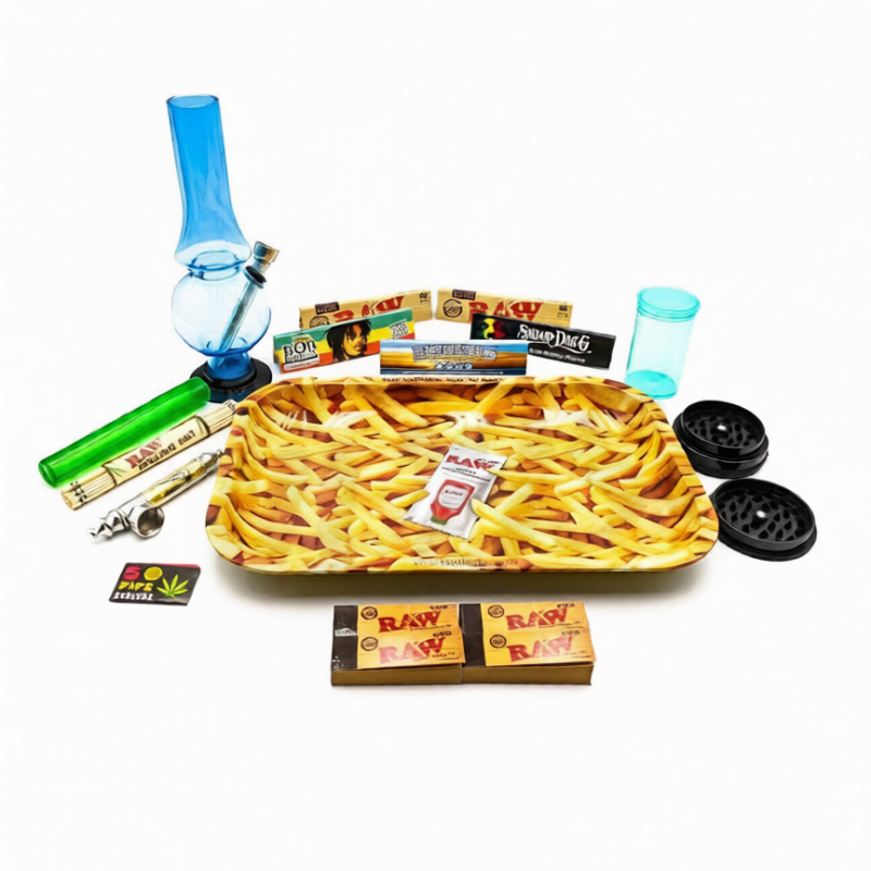 RAW Fries Rolling Tray Bong Set